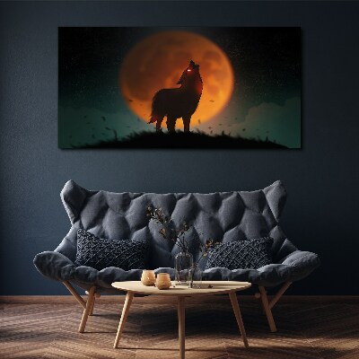 Tableau toile imprimée Loup sous la lune