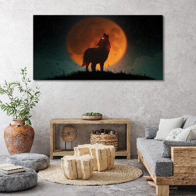Tableau toile imprimée Loup sous la lune