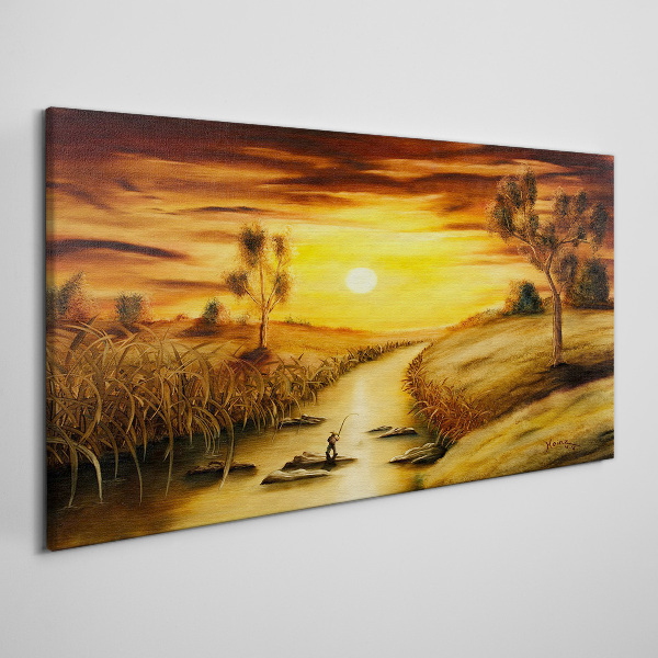 Tableau toile imprimée Heure d'or sur la rivière