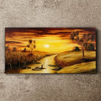 Tableau toile imprimée Heure d'or sur la rivière