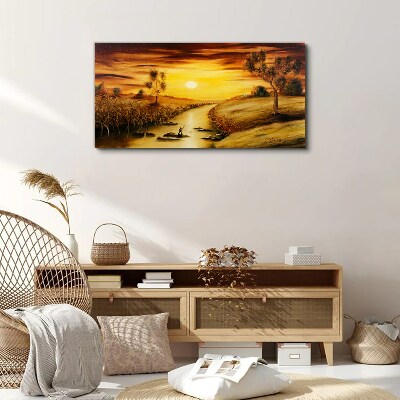 Tableau toile imprimée Heure d'or sur la rivière