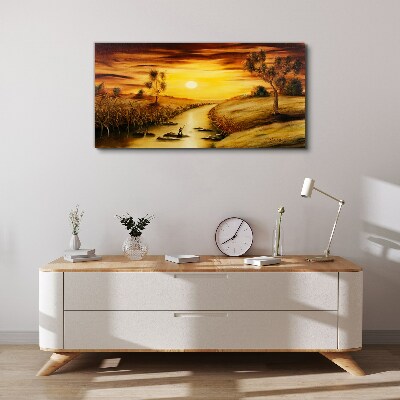 Tableau toile imprimée Heure d'or sur la rivière