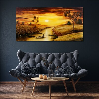 Tableau toile imprimée Heure d'or sur la rivière