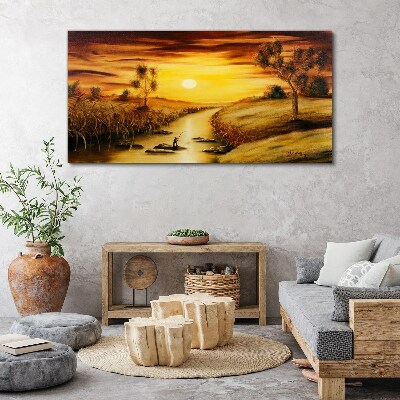 Tableau toile imprimée Heure d'or sur la rivière