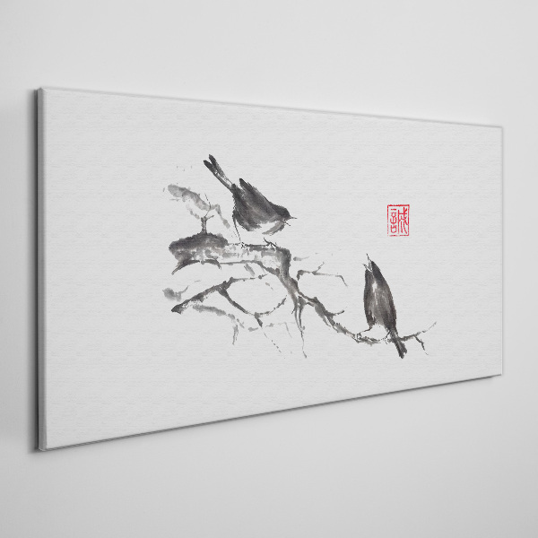 Tableau toile imprimée Oiseaux sur une branche