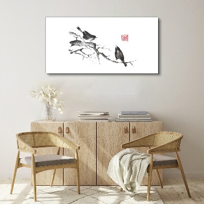 Tableau toile imprimée Oiseaux sur une branche