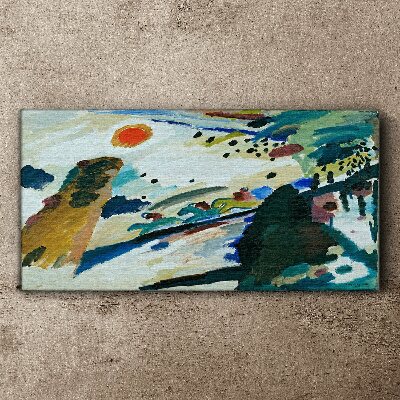 Tableau sur toile Paysage abstrait avec le soleil