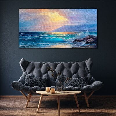 Tableau imprimé sur toile Une matinée tranquille au bord de l'océan