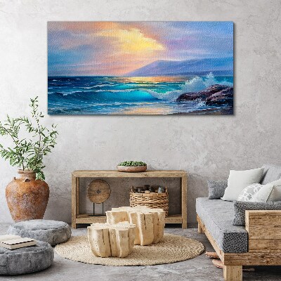 Tableau imprimé sur toile Une matinée tranquille au bord de l'océan