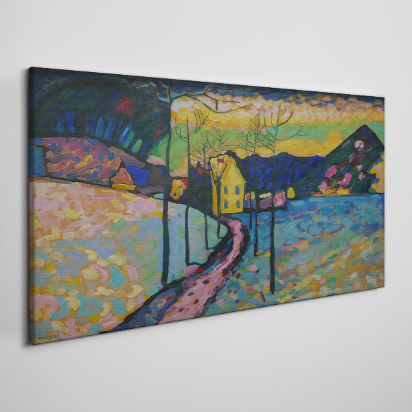 Tableau toile imprimée Paysage coloré avec une maison