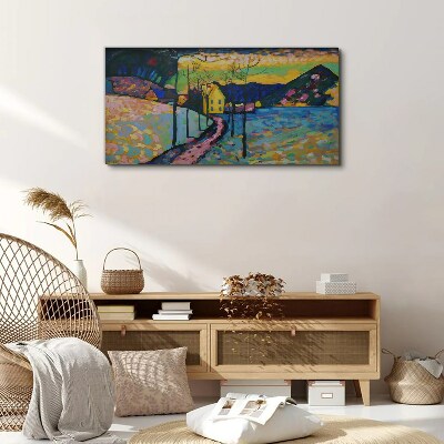 Tableau toile imprimée Paysage coloré avec une maison