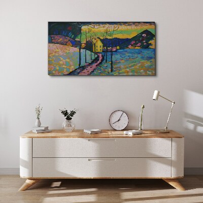 Tableau toile imprimée Paysage coloré avec une maison