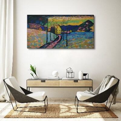 Tableau toile imprimée Paysage coloré avec une maison