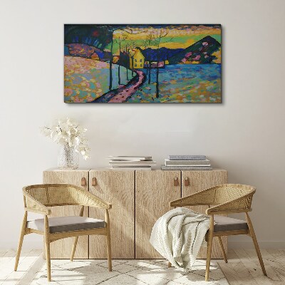 Tableau toile imprimée Paysage coloré avec une maison