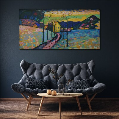 Tableau toile imprimée Paysage coloré avec une maison