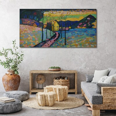 Tableau toile imprimée Paysage coloré avec une maison