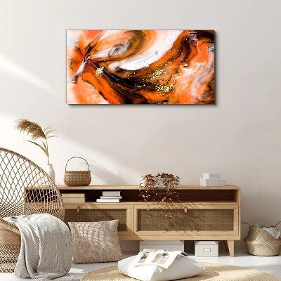 Tableau imprimé sur toile Tourbillons dorés dans des tons orange