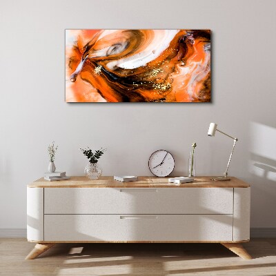 Tableau imprimé sur toile Tourbillons dorés dans des tons orange