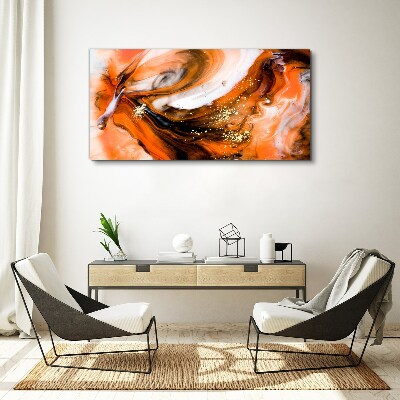 Tableau imprimé sur toile Tourbillons dorés dans des tons orange