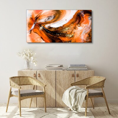 Tableau imprimé sur toile Tourbillons dorés dans des tons orange