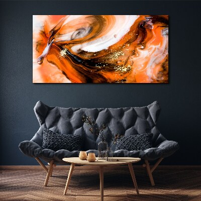 Tableau imprimé sur toile Tourbillons dorés dans des tons orange