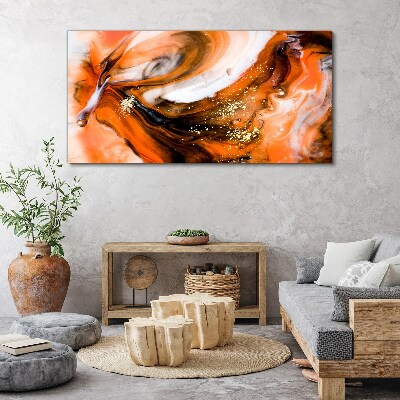 Tableau imprimé sur toile Tourbillons dorés dans des tons orange