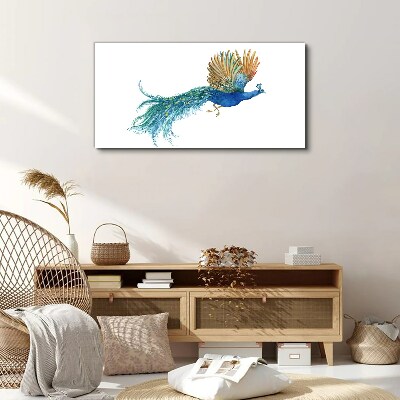 Tableau sur toile Un paon coloré en mouvement