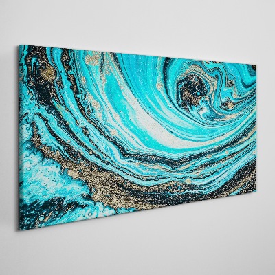 Tableau toile imprimée Tourbillons océaniques en bleu et or