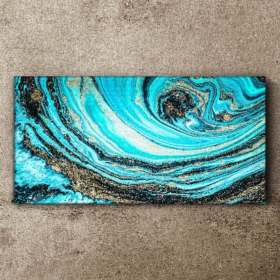Tableau toile imprimée Tourbillons océaniques en bleu et or