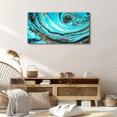 Tableau toile imprimée Tourbillons océaniques en bleu et or