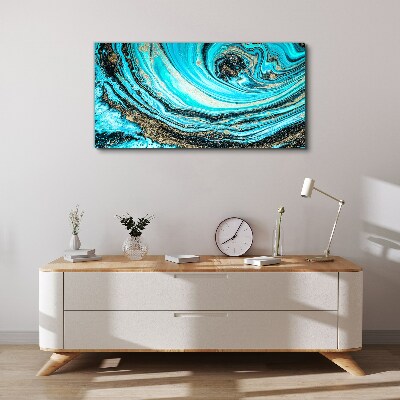 Tableau toile imprimée Tourbillons océaniques en bleu et or