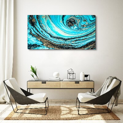 Tableau toile imprimée Tourbillons océaniques en bleu et or