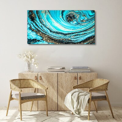 Tableau toile imprimée Tourbillons océaniques en bleu et or