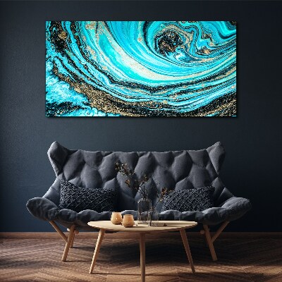 Tableau toile imprimée Tourbillons océaniques en bleu et or