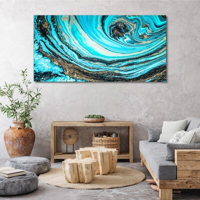 Tableau toile imprimée Tourbillons océaniques en bleu et or