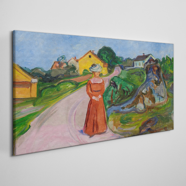 Tableau imprimé sur toile La femme en robe rouge de Munch