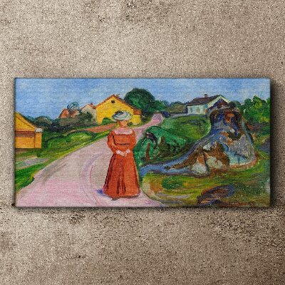 Tableau imprimé sur toile La femme en robe rouge de Munch