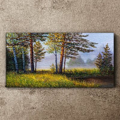 Tableau toile imprimée Brouillard matinal dans la forêt