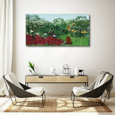 Tableau imprimé sur toile Paysage tropical avec des singes