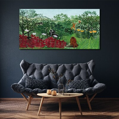 Tableau imprimé sur toile Paysage tropical avec des singes