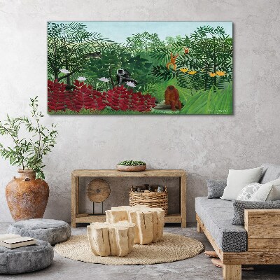Tableau imprimé sur toile Paysage tropical avec des singes