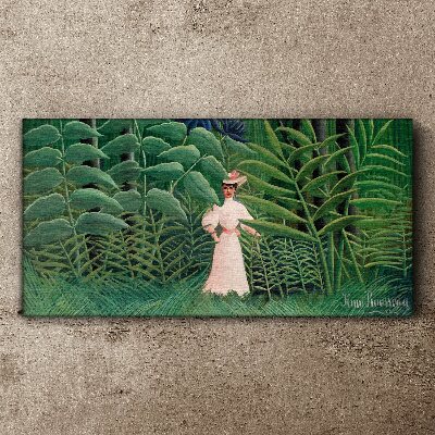 Tableau sur toile Femme dans la forêt verte