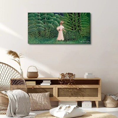 Tableau sur toile Femme dans la forêt verte