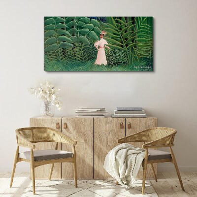 Tableau sur toile Femme dans la forêt verte