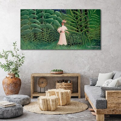 Tableau sur toile Femme dans la forêt verte