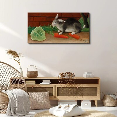 Tableau toile imprimée Lièvre aux carottes