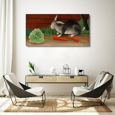 Tableau toile imprimée Lièvre aux carottes