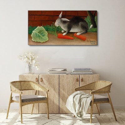 Tableau toile imprimée Lièvre aux carottes