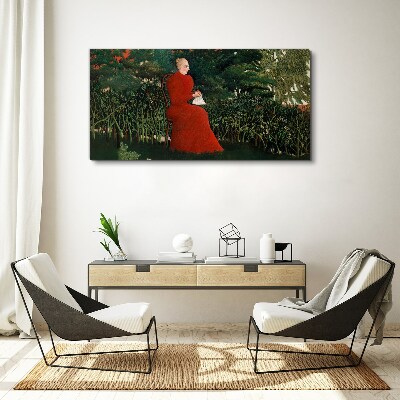 Tableau imprimé sur toile Manteau rouge dans le jardin