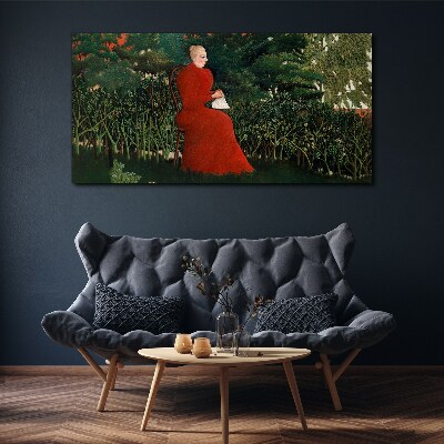 Tableau imprimé sur toile Manteau rouge dans le jardin